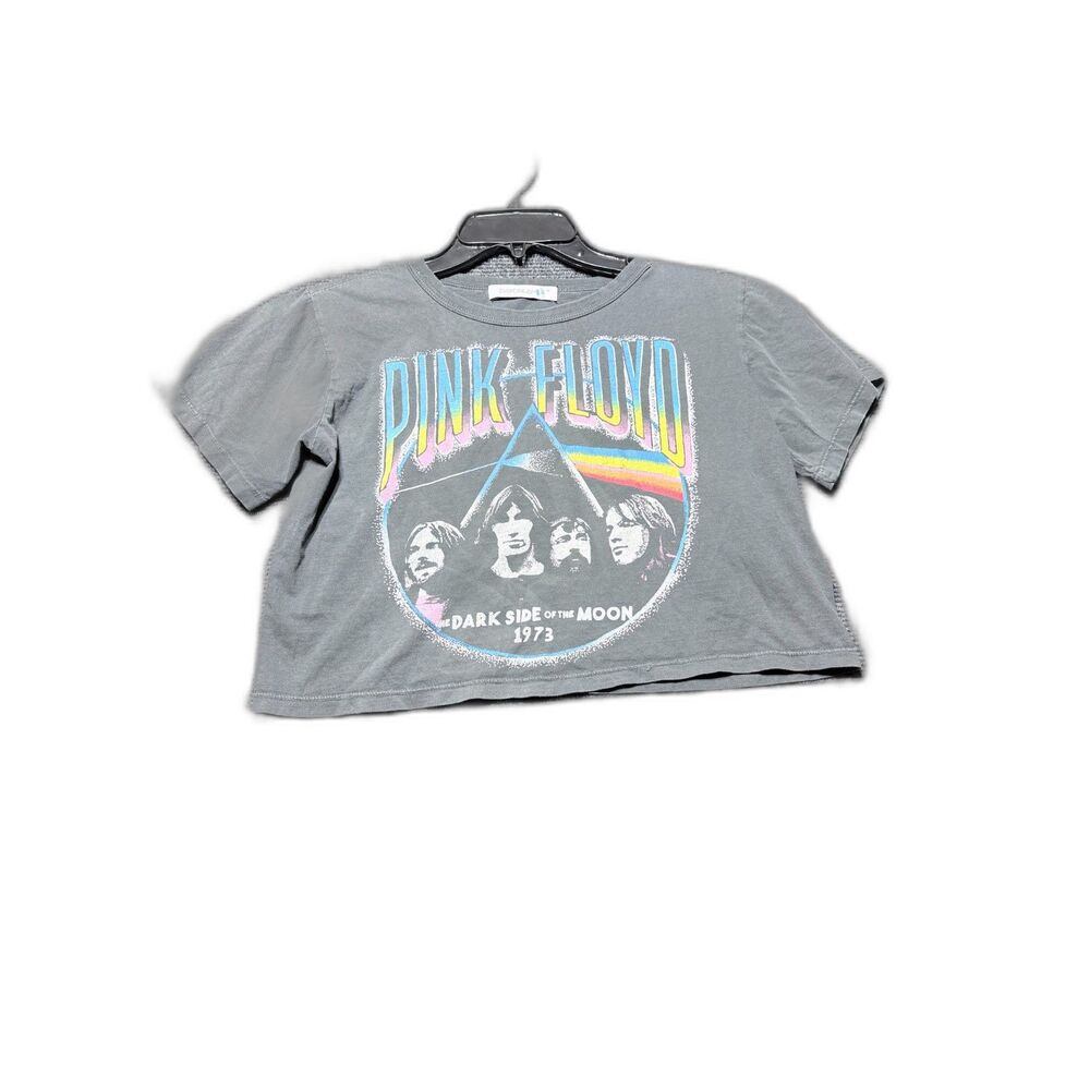 Daydreamer Pink Floyd Dark Side Of The Moon Cropped Graphic Tee XS Charcoal
